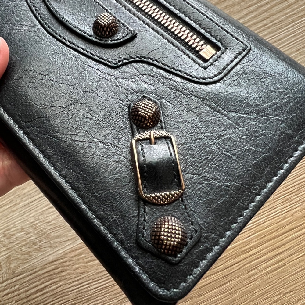 BALENCIAGA Giant Money Agneau Leather Rose Gold Hardware Continental Long Wallet - Picture 9 of 17